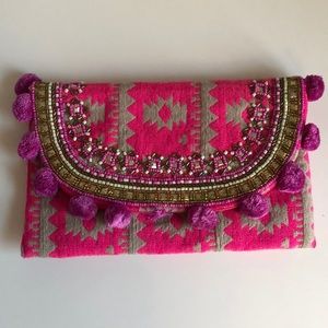 Pink beaded clutch, from Greece